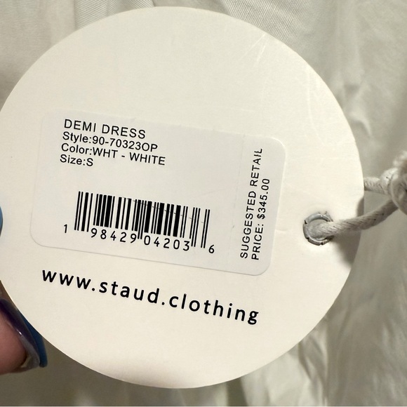 STAUD NWT Stunning White Buttoned Ruffled Bishop Sleeve Maxi Sundress - Picture 13 of 13